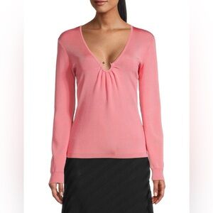 Nwt DONNA KARAN
Women's U-bar Rib-knit Sweater In Carnation